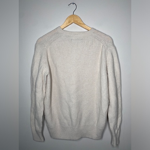 All Saints Lymore Ramskull Merino Wool Blend Crewneck Knit Sweater / Ecru - Picture 3 of 5